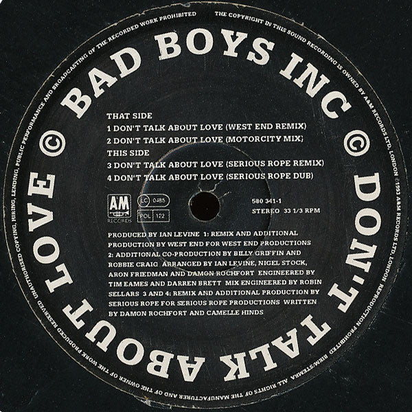 Bad Boys Inc. - Don't Talk About Love (12")