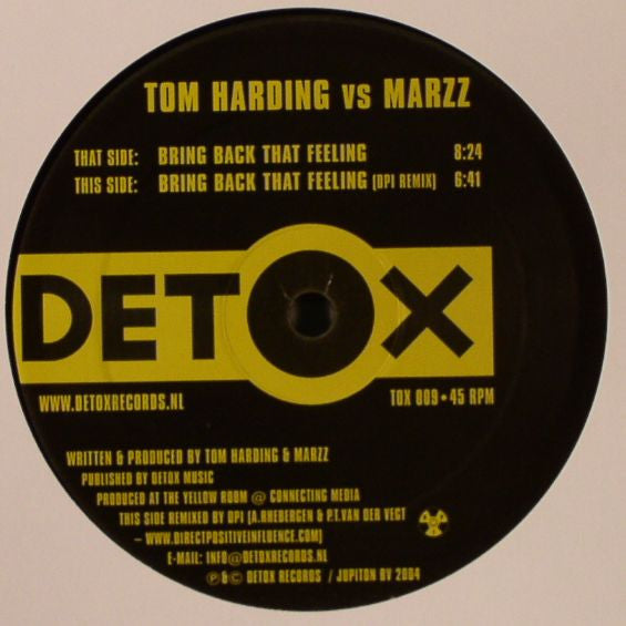 Tom Harding Vs Marzz - Bring Back That Feeling (12")