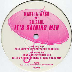 Martha Wash Feat. RuPaul - It's Raining Men (12", Promo)