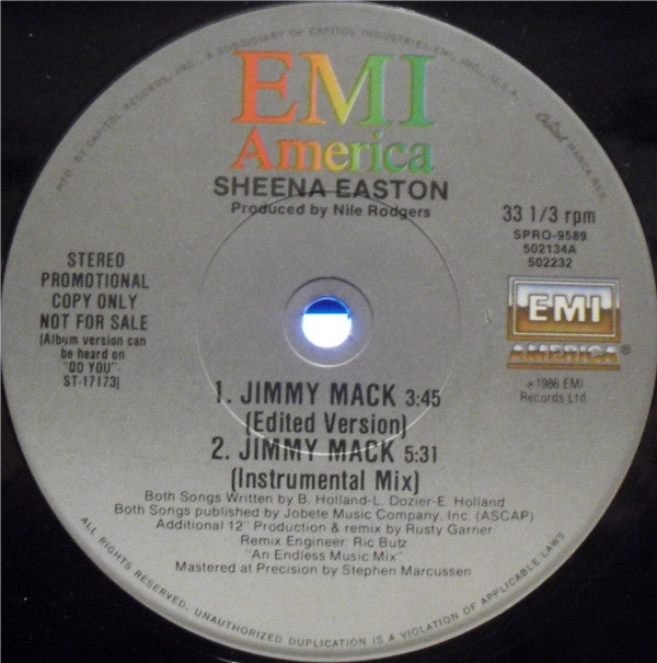 Sheena Easton - Jimmy Mack (12", Promo)