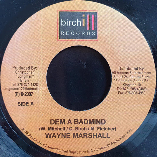 Wayne Marshall / Kiprich - Dem A Badmind / Yuh Nuh Hear (7")