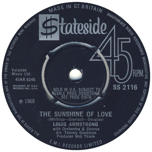 Louis Armstrong And His All Stars* - The Sunshine Of Love (7", Single, Pus)