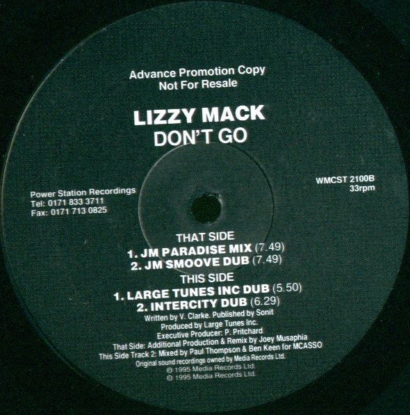 Lizzy Mack - Don't Go (12", Promo)