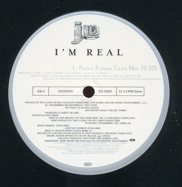 j.lo* - I'm Real (12", Promo)