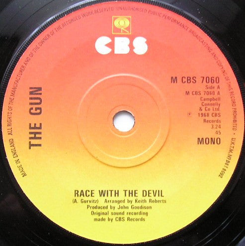 The Gun - Race With The Devil (7", Single, Mono, RE)