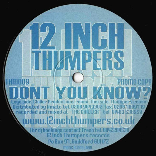 12 Inch Thumpers - Don't You Know (12", Promo)