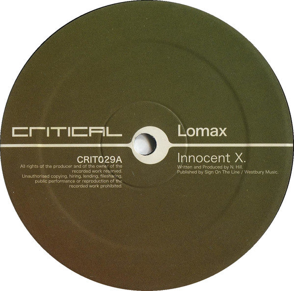 Lomax (2) - Innocent X / Trago Trash (12")