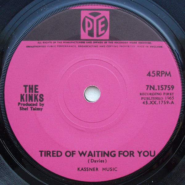 The Kinks - Tired Of Waiting For You (7", Single, Sol)