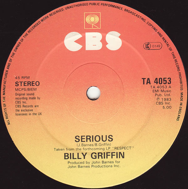 Billy Griffin - Serious (12")