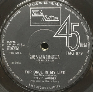 Stevie Wonder - For Once In My Life / Angie Girl (7", Single, Sol)
