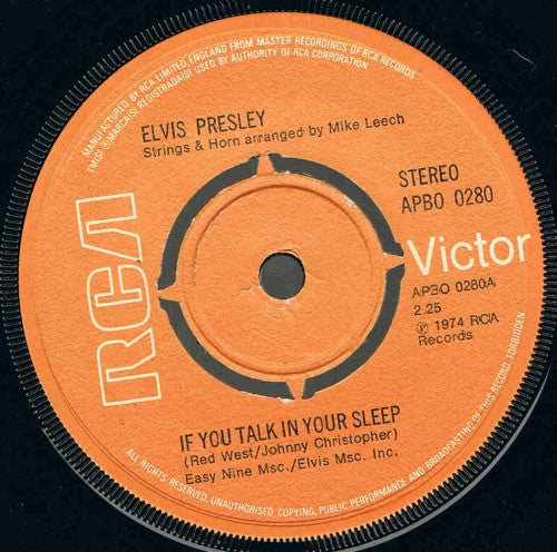 Elvis Presley - If You Talk In Your Sleep (7", Single)