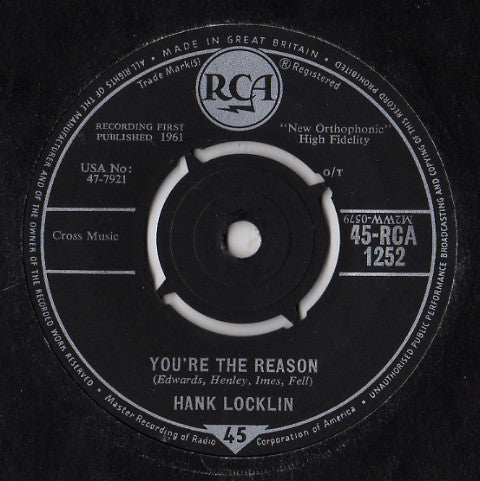 Hank Locklin - You're The Reason / Happy Birthday To Me (7