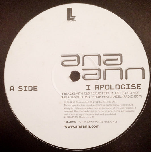 Ana Ann - I Apologise (12", Promo)