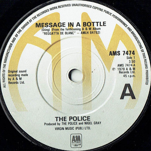 The Police - Message In A Bottle (7", Single, Com)