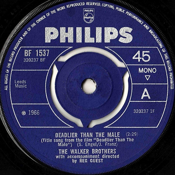 The Walker Brothers - Deadlier Than The Male (7", Single, Mono)