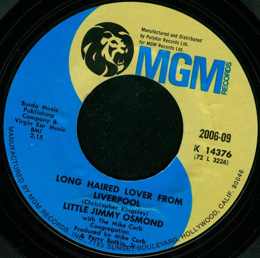 Little Jimmy Osmond - Mother Of Mine / Long Haired Lover From Liverpool (7", Single, Styrene)