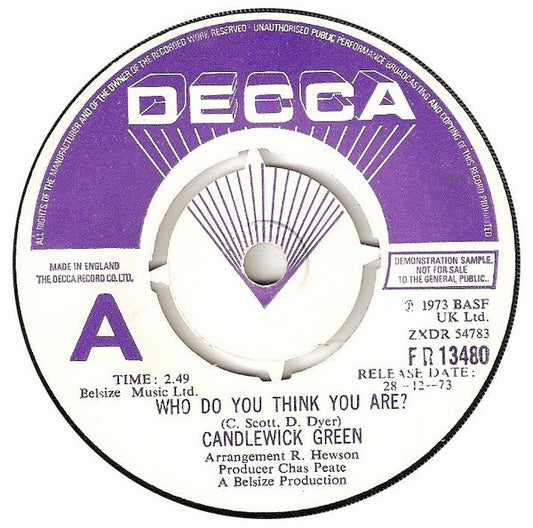 Candlewick Green - Who Do You Think You Are? (7", Single, Promo)