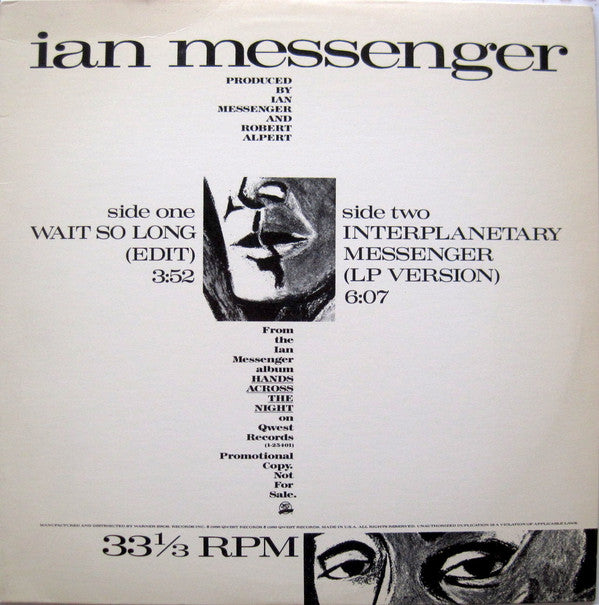 Ian Messenger - Wait So Long (Edit) / Interplanetary Messenger (12", Promo)