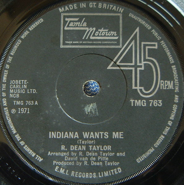 R. Dean Taylor - Indiana Wants Me (7", Single)