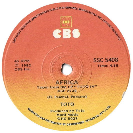 Toto - Africa (7", Single)