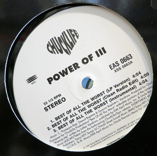 Power Of Three - Best Of All The Worst  (12", Single, Promo)