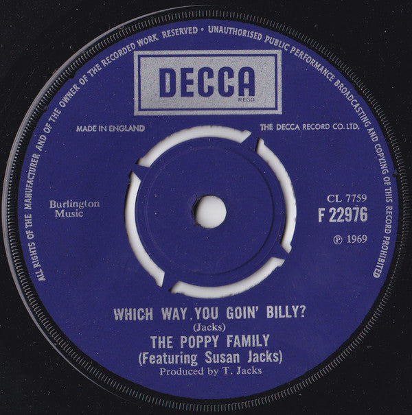 The Poppy Family - Which Way You Goin' Billy? (7", Single)