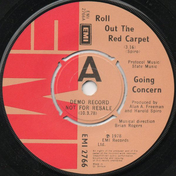 Going Concern - Roll Out The Red Carpet (7", Single, Promo)