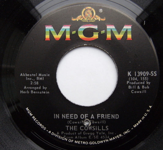 The Cowsills - In Need Of A Friend / Mister Flynn (7", Single)