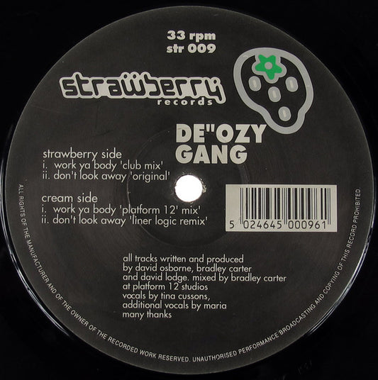 De"Ozy Gang - Work Ya Body / Don't Look Away (12")