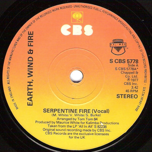 Earth, Wind & Fire - Serpentine Fire (7", Single)