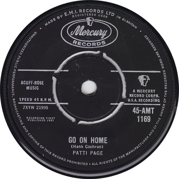 Patti Page - Go On Home (7", Single)