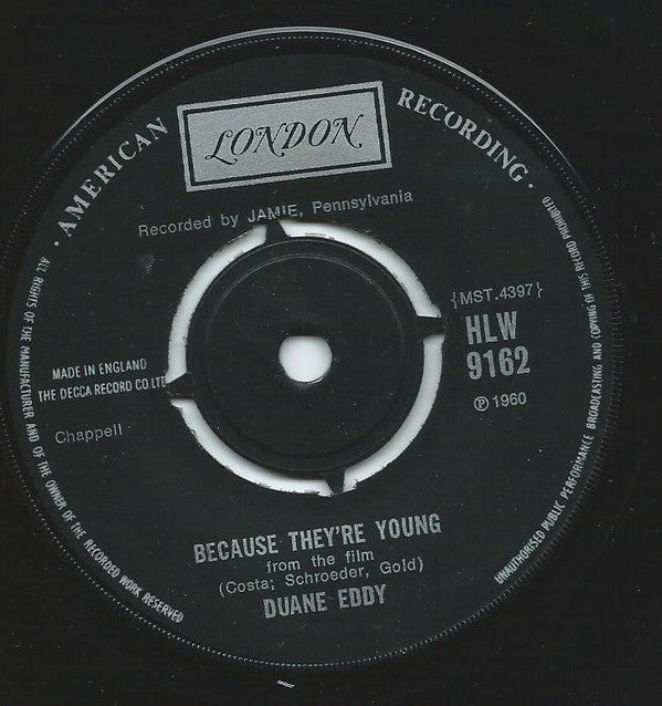 Duane Eddy - Because They're Young (7", Single, RE)