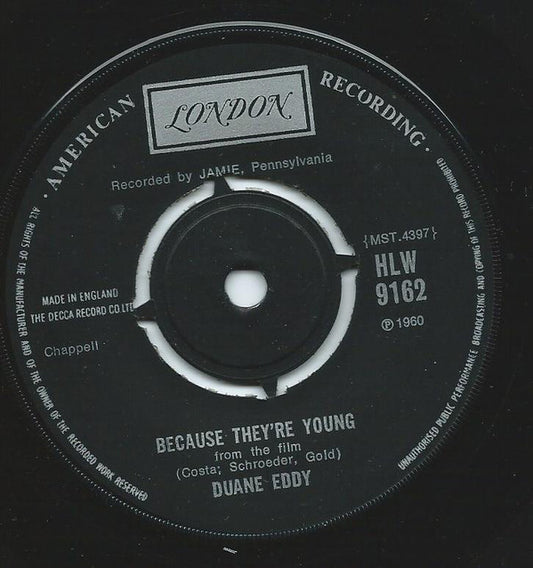 Duane Eddy - Because They're Young (7", Single, RE)