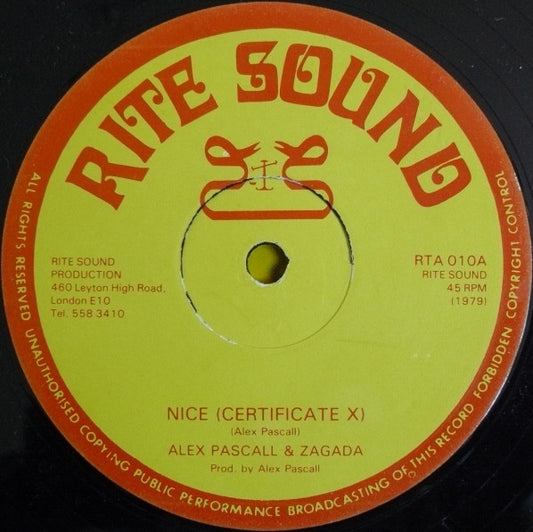 Alex Pascall & Zagada / Cecil B.* & Zagada - Nice (Certificate X) / Disco Calypso (12")