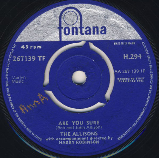 The Allisons - Are You Sure (7", Single)