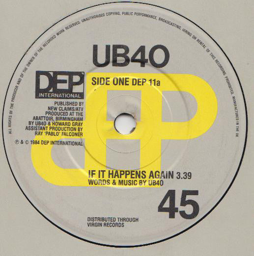 UB40 - If It Happens Again (7", Single)