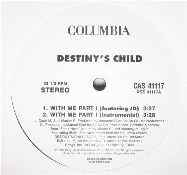 Destiny's Child - With Me (12", Promo)