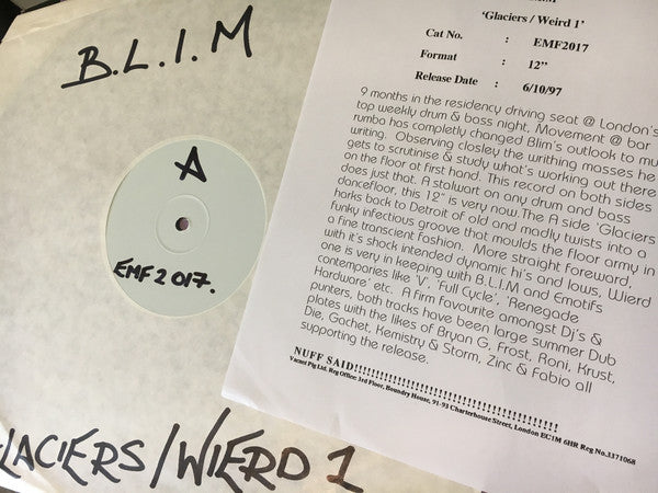 B.L.I.M. - Glaciers / Weird 1 (12", Promo, W/Lbl)