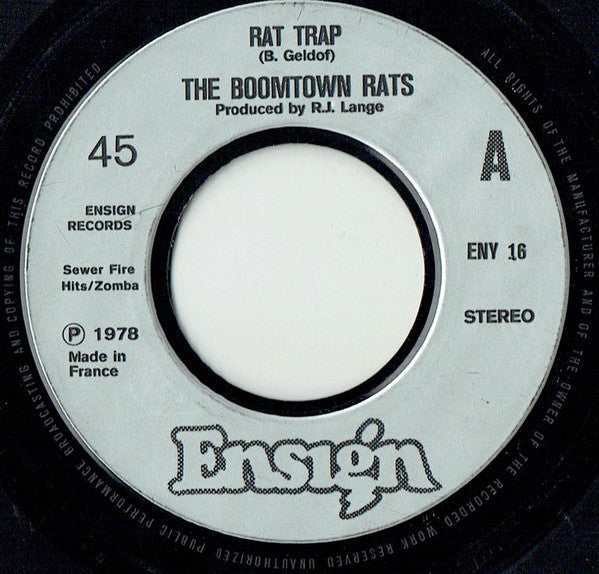 The Boomtown Rats - Rat Trap (7", Single, Sil)