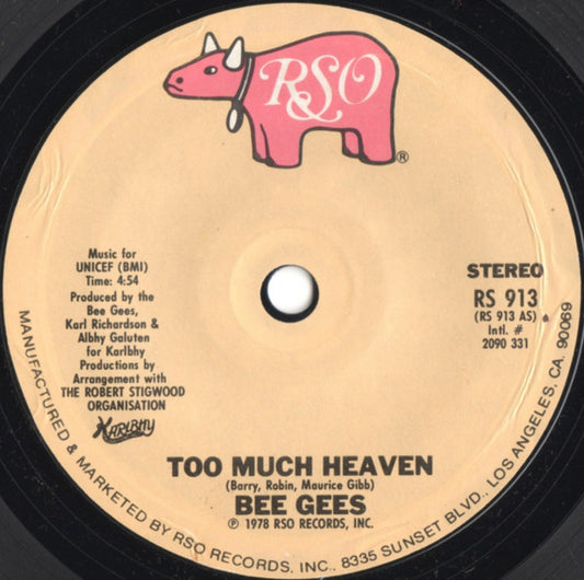 Bee Gees - Too Much Heaven (7", Single, Sol)