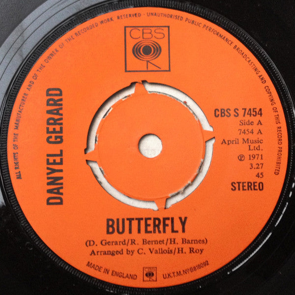 Danyel Gerard* - Butterfly (7", Single)