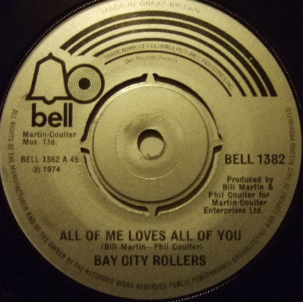 Bay City Rollers - All Of Me Loves All Of You (7", Single)