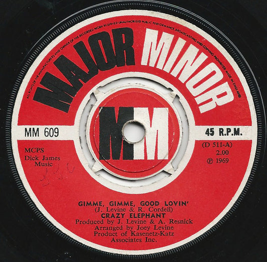 Crazy Elephant - Gimme Gimme Good Lovin' / Dark Part Of My Mind (7", Single)