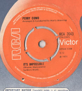 Perry Como - It's Impossible / Long Life, Lots Of Happiness (7", Single, Kno)