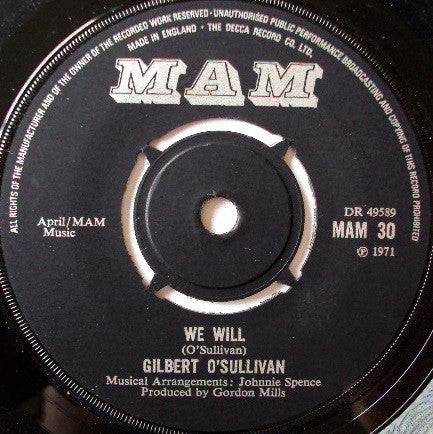 Gilbert O'Sullivan - We Will (7")