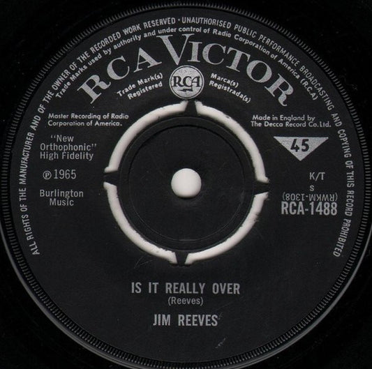 Jim Reeves - Is It Really Over (7")