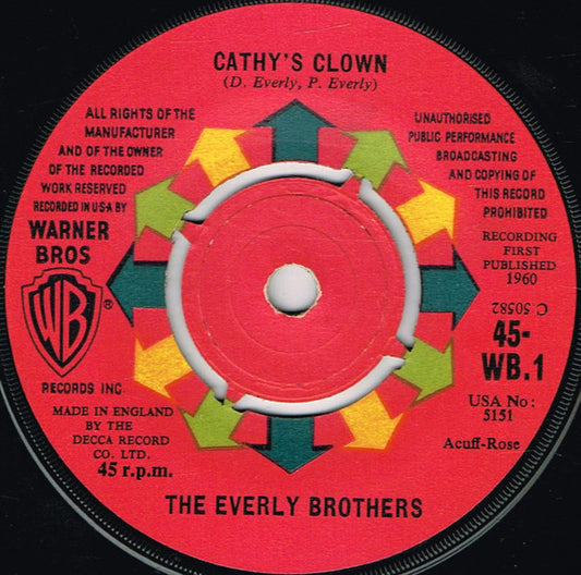 The Everly Brothers* - Cathy's Clown / Always It's You (7", Single)