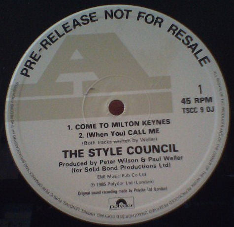 The Style Council - Come To Milton Keynes (12", Promo)