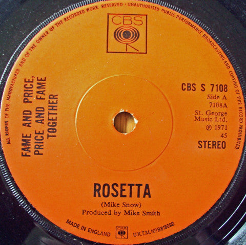 Georgie Fame & Alan Price - Rosetta (7", Single)