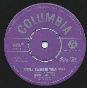 Jimmie Rodgers (2) - Kisses Sweeter Than Wine (7", Single)
